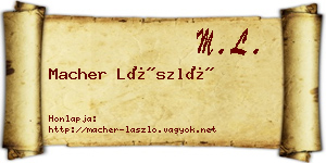 Macher László névjegykártya